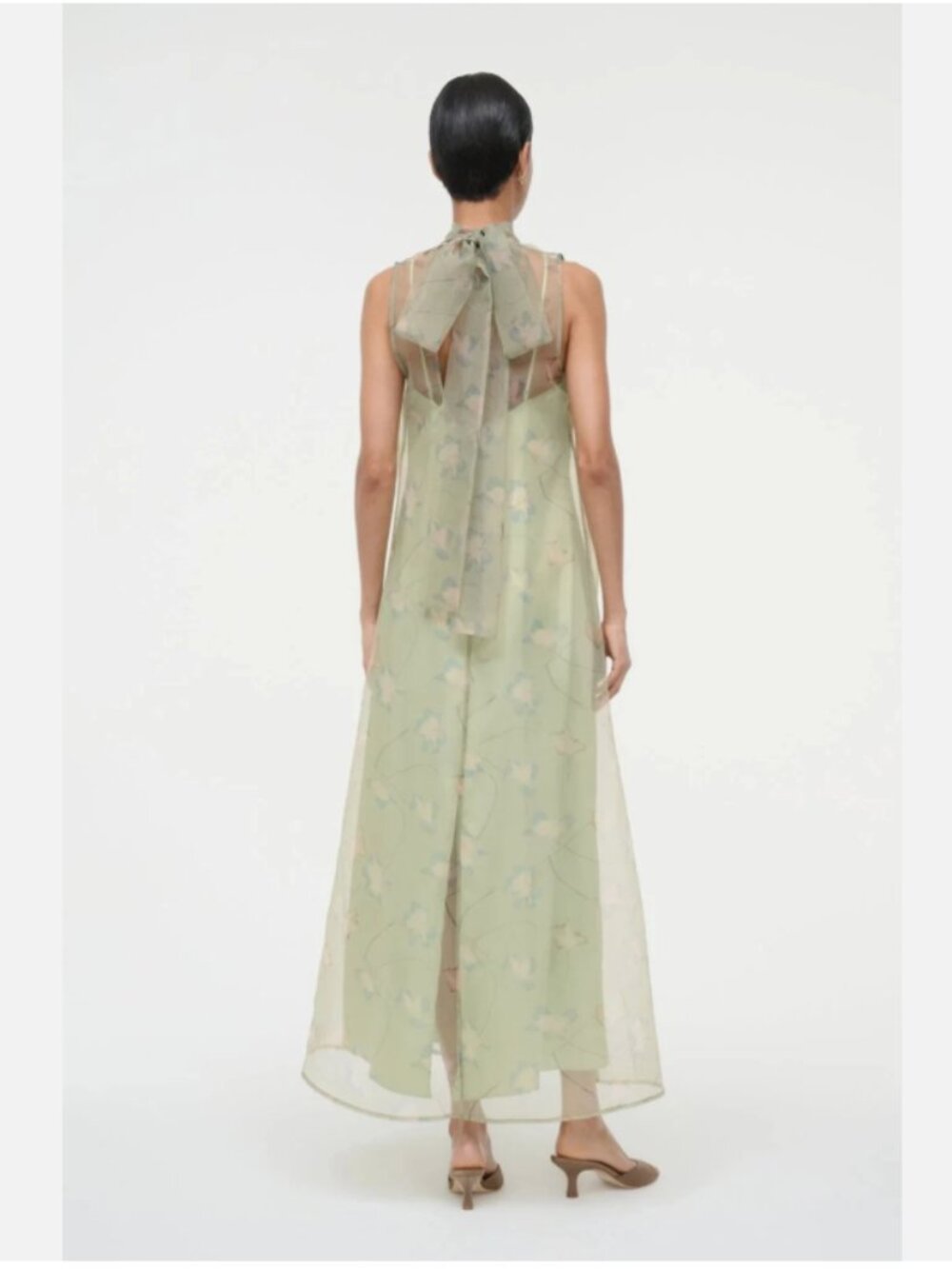 STAUD Albee Maxi Dress Gown in Botanical Moss Green - Picture 7 of 10